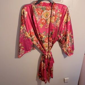 Floral silk robe